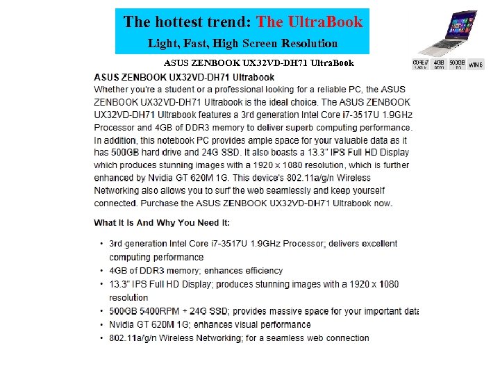 The hottest trend: The Ultra. Book Light, Fast, High Screen Resolution ASUS ZENBOOK UX