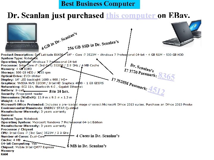 Best Business Computer Dr. Scanlan just purchased this computer on EBay. n’s la can