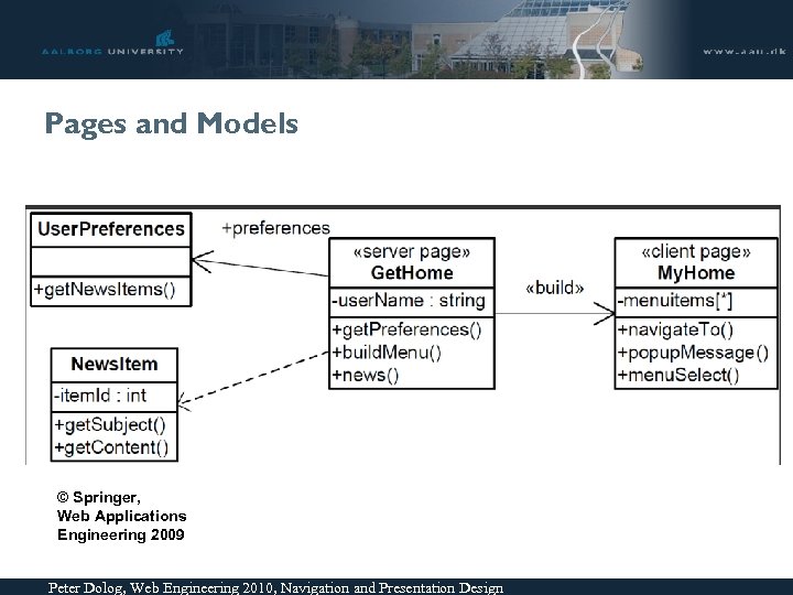 Pages and Models © Springer, Web Applications Engineering 2009 Peter Dolog, Web Engineering 2010,