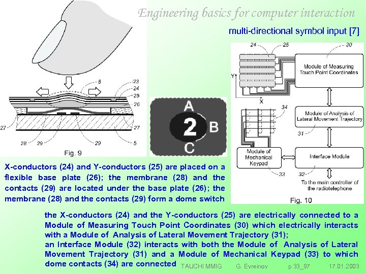 Engineering basics for computer interaction multi directional symbol input [7] X-conductors (24) and Y-conductors