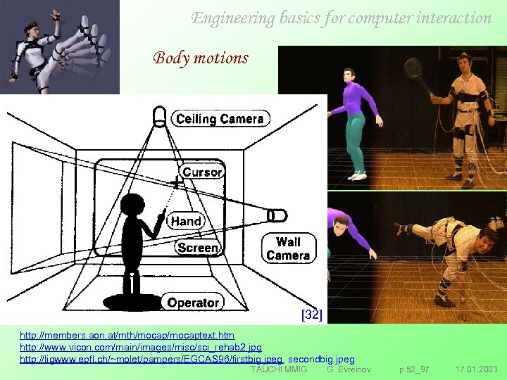 Engineering basics for computer interaction Body motions [32] http: //members. aon. at/mth/mocaptext. htm http: