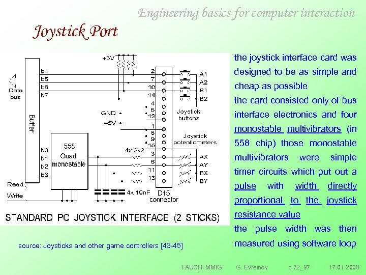 Engineering basics for computer interaction Joystick Port the joystick interface card was designed to