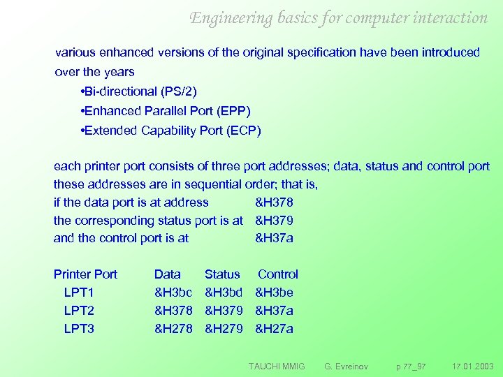 Engineering basics for computer interaction various enhanced versions of the original specification have been