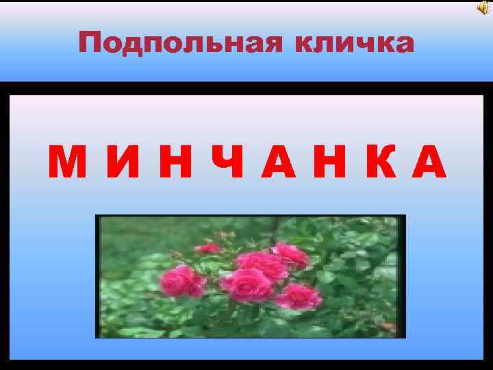 Подпольная кличка МИНЧАНКА 