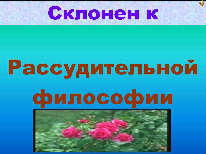 Склонен к Рассудительной философии 