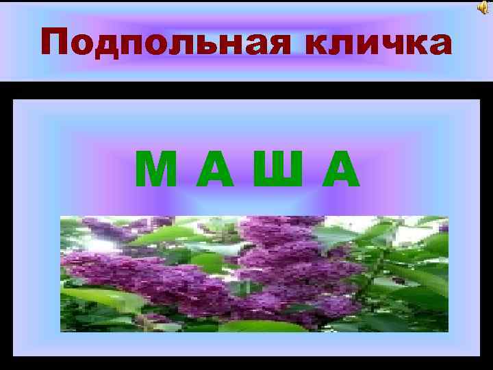 Подпольная кличка МАША 