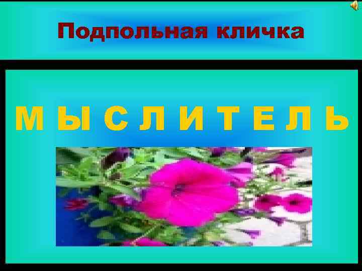 Подпольная кличка МЫСЛИТЕЛЬ 