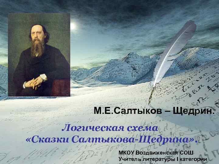 М. Е. Салтыков – Щедрин. Логическая схема «Сказки Салтыкова-Щедрина» . МКОУ Воздвиженская СОШ Учитель