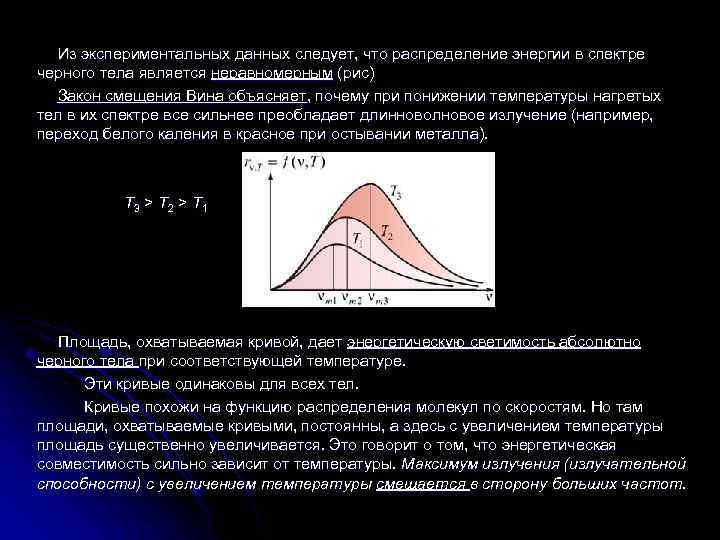 Нарисуйте и объясните кривую распределения энергии в спектре черного тела