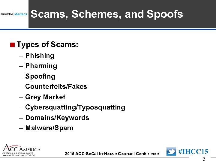 Insert Sponsor Logo here Scams, Schemes, and Spoofs <Types of Scams: – – –
