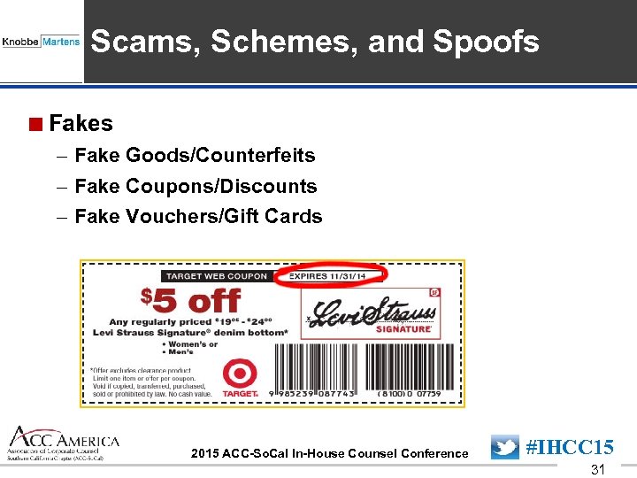 Insert Sponsor Logo here Scams, Schemes, and Spoofs <Fakes – Fake Goods/Counterfeits – Fake