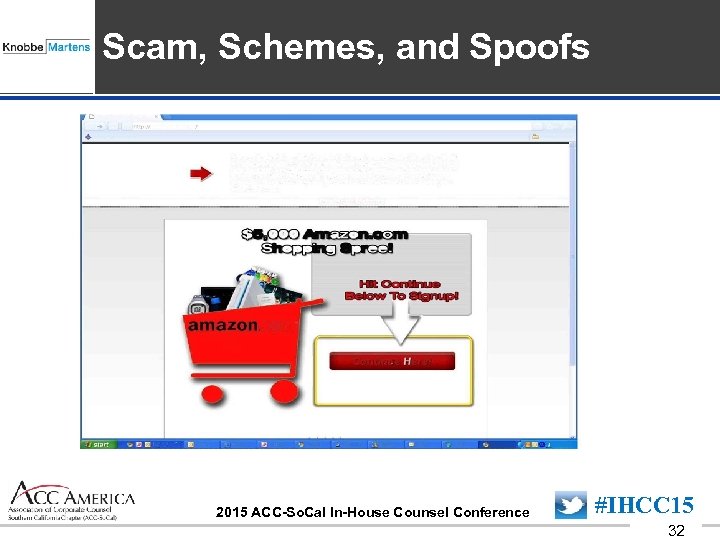 Insert Sponsor Logo here Scam, Schemes, and Spoofs #IHCC 15 2015 ACC-So. Cal In-House