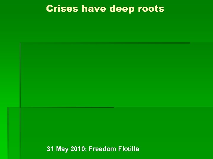 Crises have deep roots 31 May 2010: Freedom Flotilla 