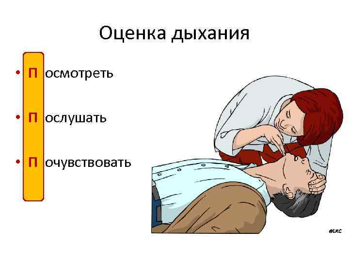 Оценка дыхания • П осмотреть • П ослушать • П очувствовать 
