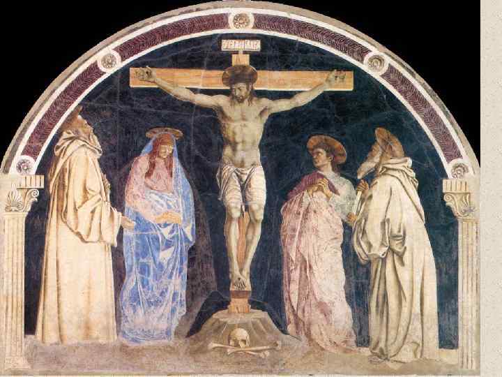  • Монументально-пластический стиль Кастаньо особенно проявился в его поздней фреске «Распятие» (1455 г.