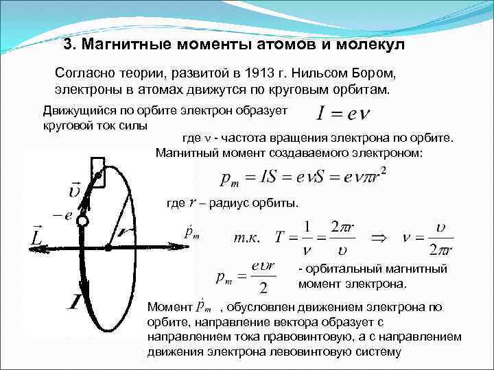 Магнитное поле магнитного момента атома