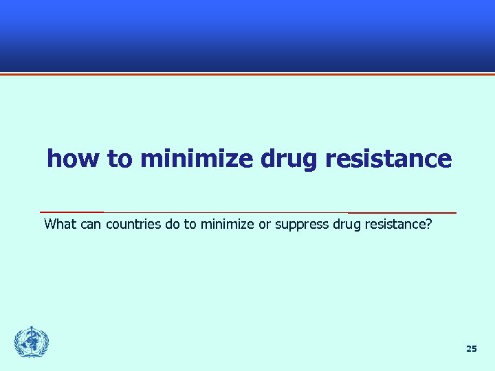 how to minimize drug resistance What can countries do to minimize or suppress drug