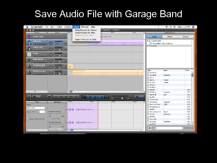 Save Audio File with Garage Band 