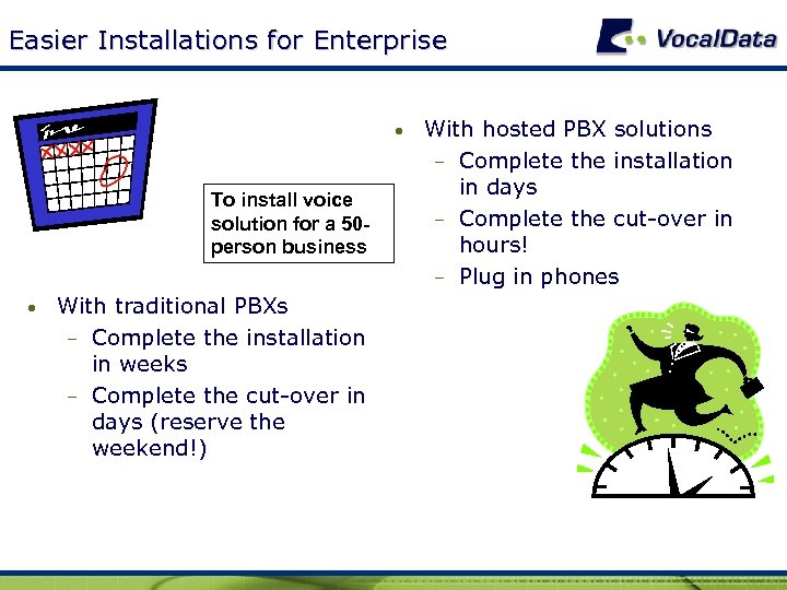 Easier Installations for Enterprise • To install voice solution for a 50 person business
