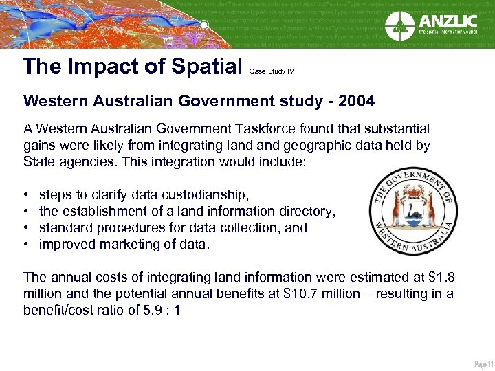 The Impact of Spatial Case Study IV Western Australian Government study - 2004 A