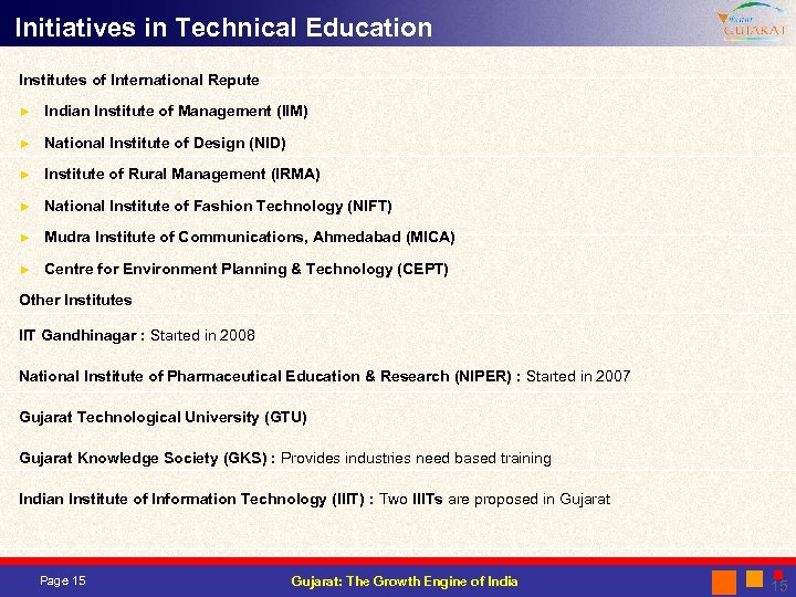 Initiatives in Technical Education Institutes of International Repute ► Indian Institute of Management (IIM)