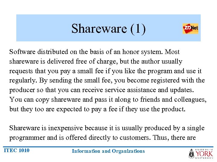 Shareware (1) Software distributed on the basis of an honor system. Most shareware is