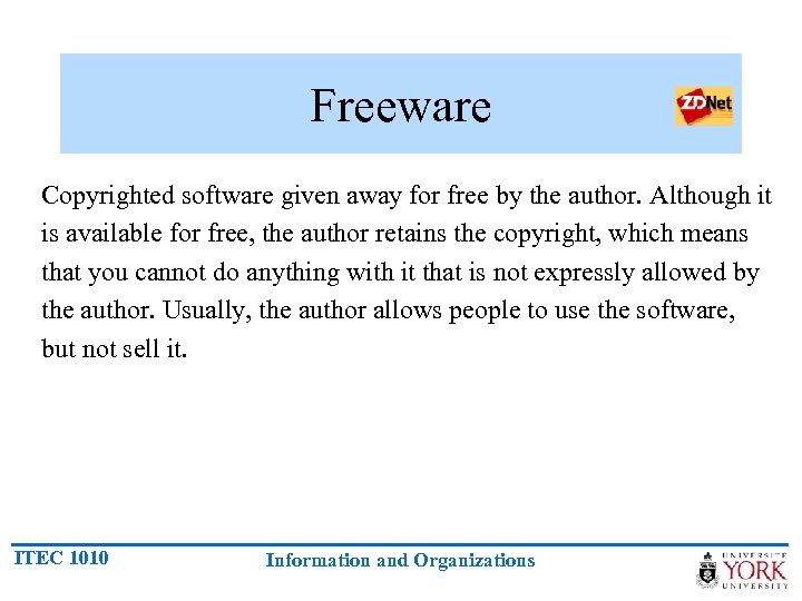 Freeware Copyrighted software given away for free by the author. Although it is available