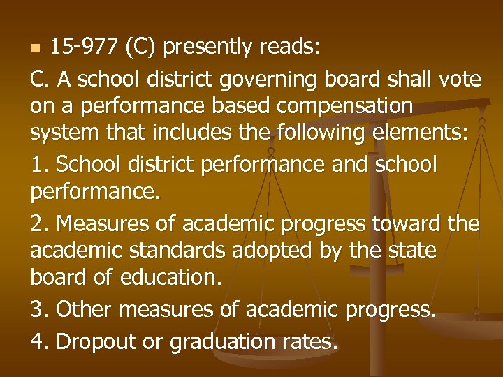 15 -977 (C) presently reads: C. A school district governing board shall vote on