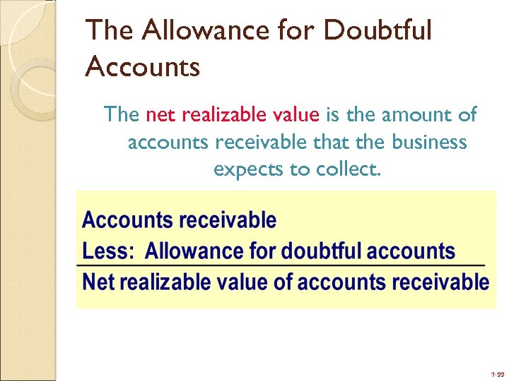 The Allowance for Doubtful Accounts The net realizable value is the amount of accounts