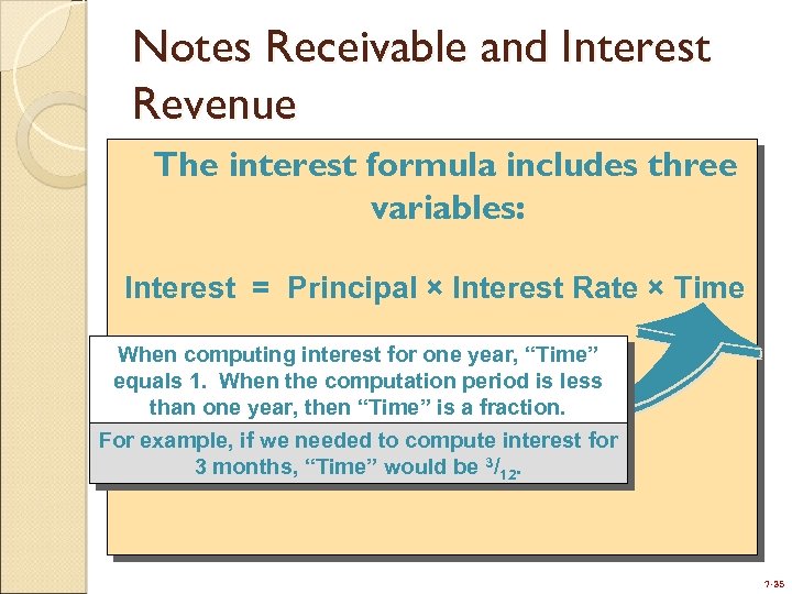 Notes Receivable and Interest Revenue The interest formula includes three variables: Interest = Principal