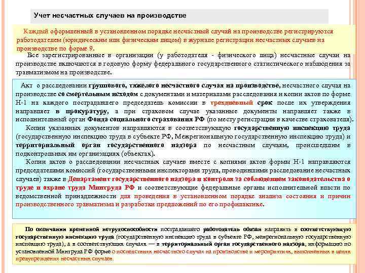 Учет несчастных случаев на производстве Каждый оформленный в установленном порядке несчастный случай на производстве