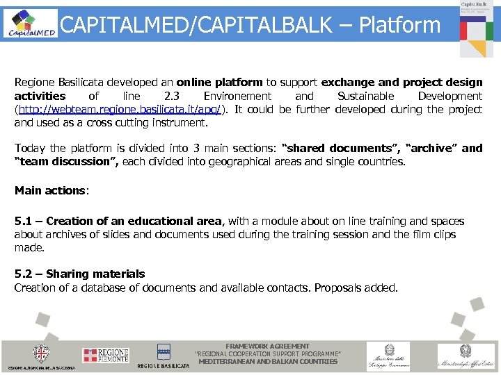 CAPITALMED/CAPITALBALK – Platform Regione Basilicata developed an online platform to support exchange and project