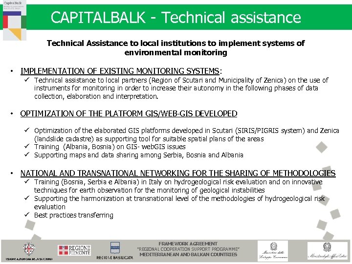 CAPITALBALK - Technical assistance Technical Assistance to local institutions to implement systems of environmental