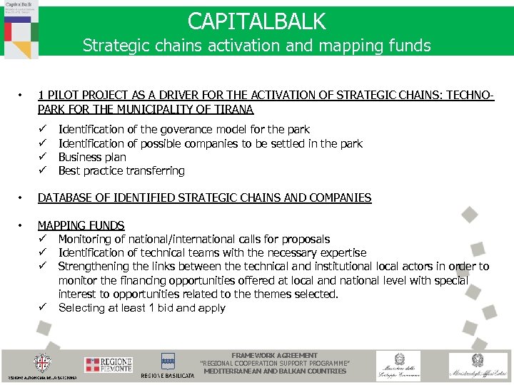 CAPITALBALK Strategic chains activation and mapping funds • 1 PILOT PROJECT AS A DRIVER