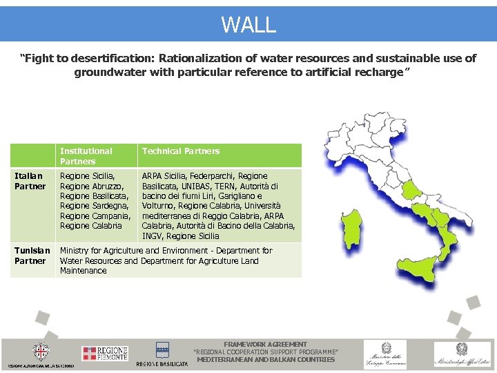 WALL “Fight to desertification: Rationalization of water resources and sustainable use of groundwater with