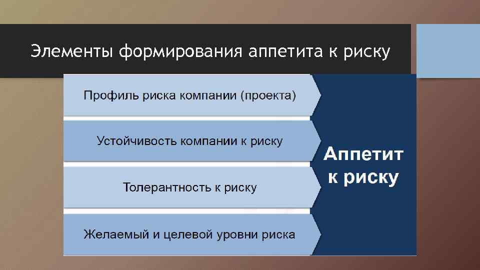 Элементы формирования аппетита к риску 
