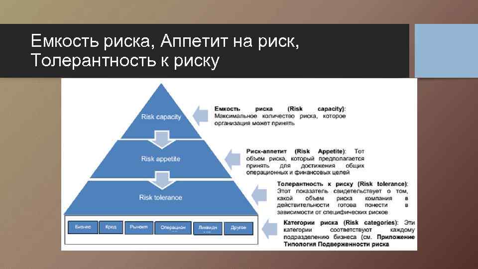 Емкость риска, Аппетит на риск, Толерантность к риску 