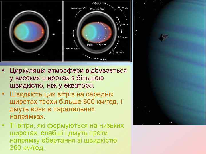  • Циркуляція атмосфери відбувається у високих широтах з більшою швидкістю, ніж у екватора.