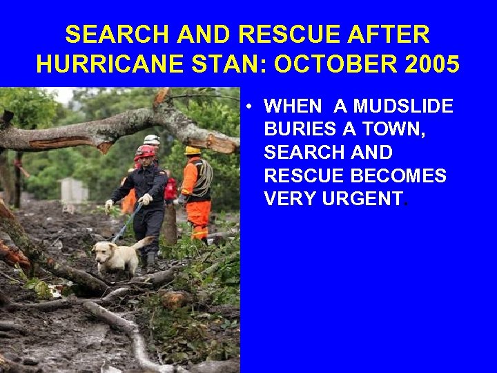SEARCH AND RESCUE AFTER HURRICANE STAN: OCTOBER 2005 • WHEN A MUDSLIDE BURIES A