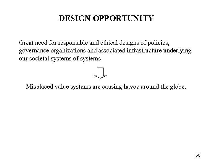 DESIGN OPPORTUNITY Great need for responsible and ethical designs of policies, governance organizations and