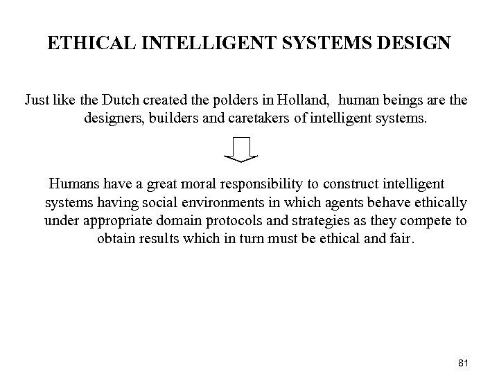 ETHICAL INTELLIGENT SYSTEMS DESIGN Just like the Dutch created the polders in Holland, human