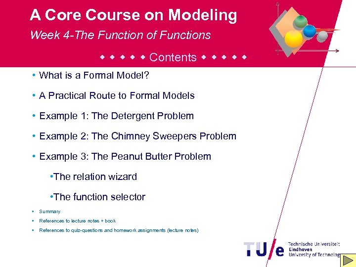 A Core Course on Modeling Week 4 -The Function of Functions Contents • What