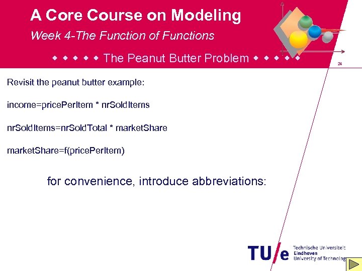 A Core Course on Modeling Week 4 -The Function of Functions The Peanut Butter