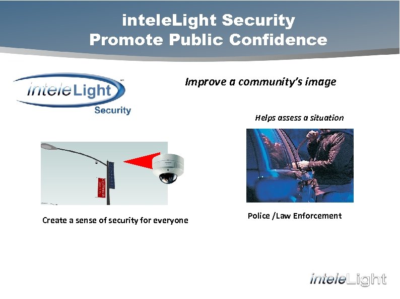 intele. Light Security Promote Public Confidence Improve a community’s image Helps assess a situation