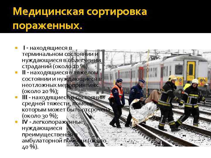 Медицинская сортировка пораженных. I - находящиеся в терминальном состоянии и нуждающиеся в облегчении страданий