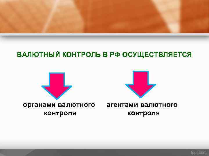 ВАЛЮТНЫЙ КОНТРОЛЬ В РФ ОСУЩЕСТВЛЯЕТСЯ органами валютного контроля агентами валютного контроля 