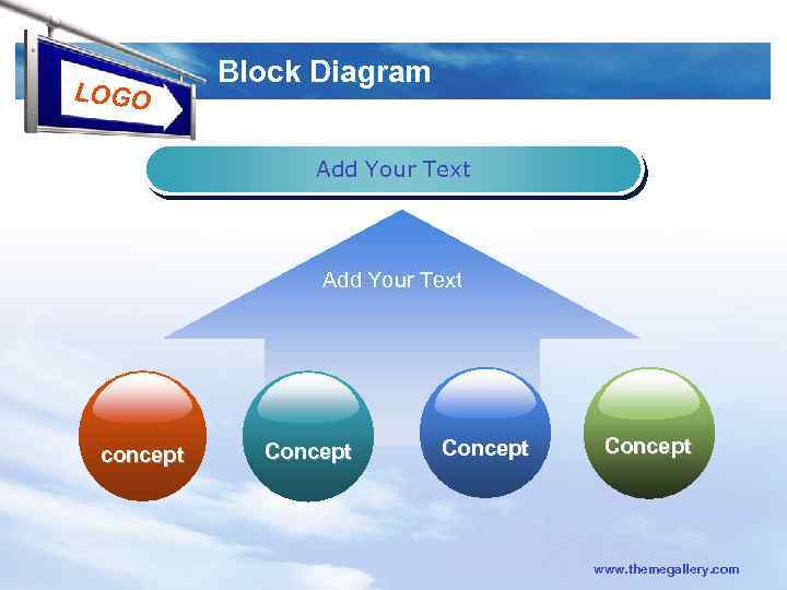 LOGO Block Diagram Add Your Text concept Concept www. themegallery. com 