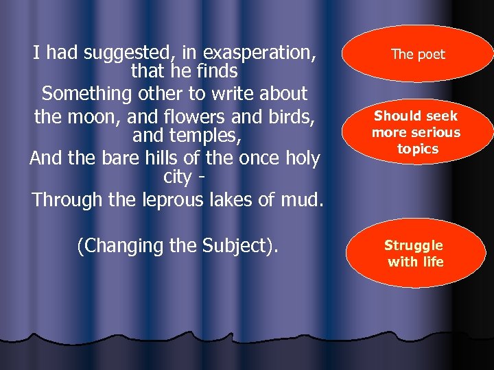 I had suggested, in exasperation, that he finds Something other to write about the