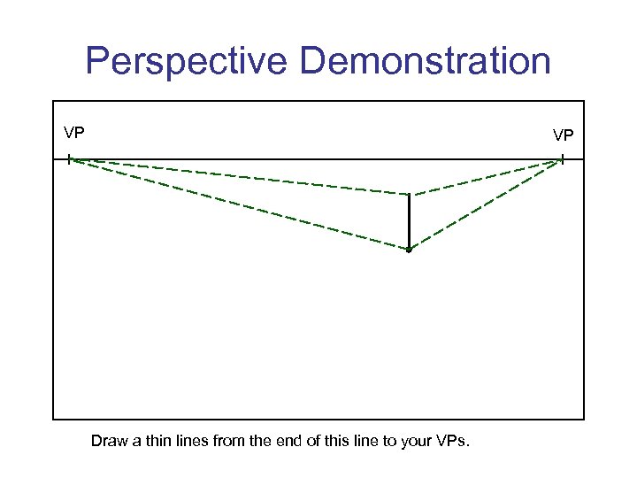 Perspective Demonstration VP VP Draw a thin lines from the end of this line