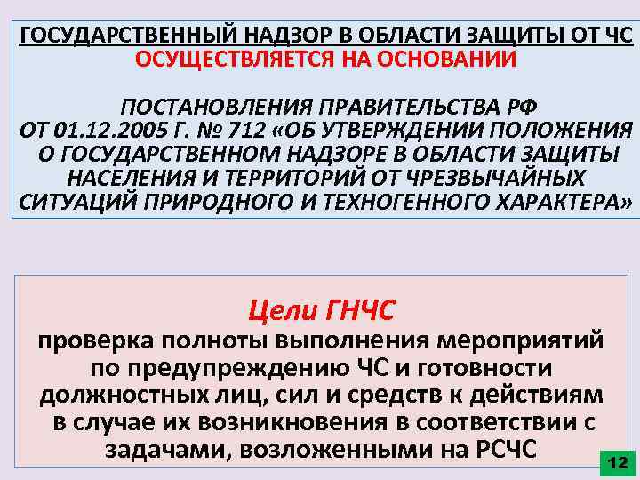 ГОСУДАРСТВЕННЫЙ НАДЗОР В ОБЛАСТИ ЗАЩИТЫ ОТ ЧС ОСУЩЕСТВЛЯЕТСЯ НА ОСНОВАНИИ ПОСТАНОВЛЕНИЯ ПРАВИТЕЛЬСТВА РФ ОТ